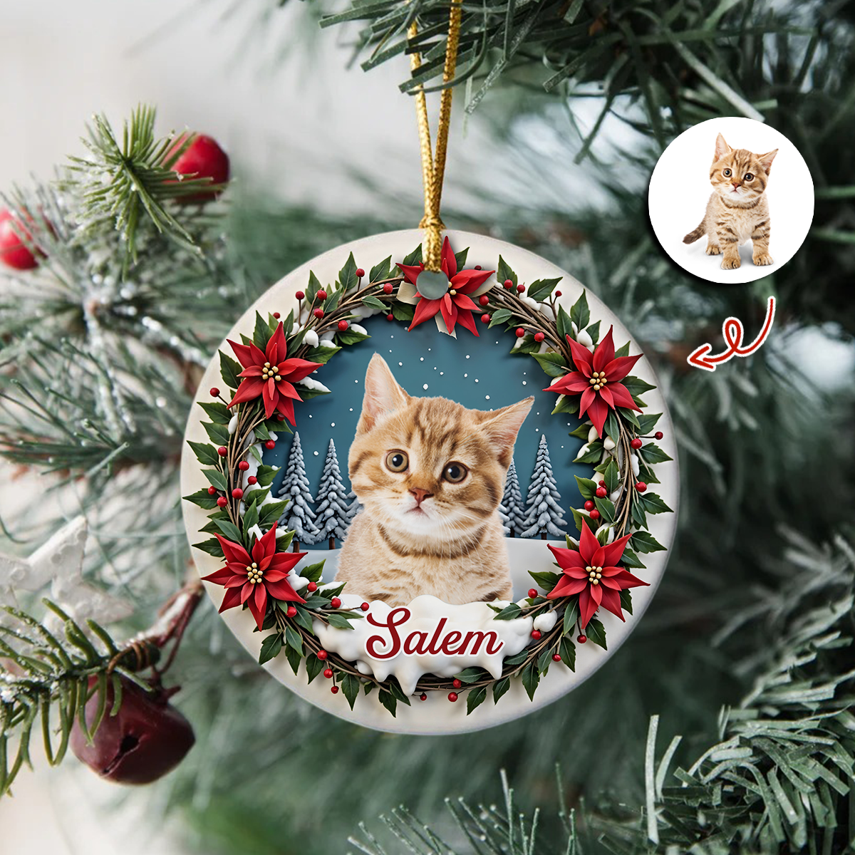 Custom Photo Cat Personalized Ceramic Ornament For Christmas HA75 897068