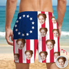 Custom Funny Face American Flag Beach Shorts - Personalized Summer Gift LM32 899873