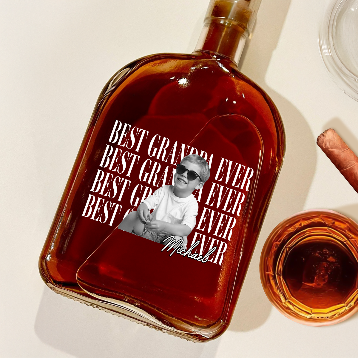 Personalized Vintage Photo Best Dad Mom Ever Whiskey Bottle CH07 911516
