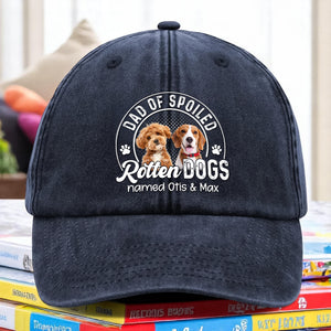 Dad Of A Spoiled Rotten Dog Custom Dog Photo Washed Denim Baseball Cap CH07 895860