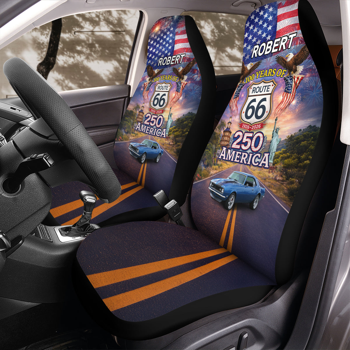 Custom Car Photo Celebrate 100 Years of Road Route 66 US 250th Anniversary Car Seat Cover HO82 902088