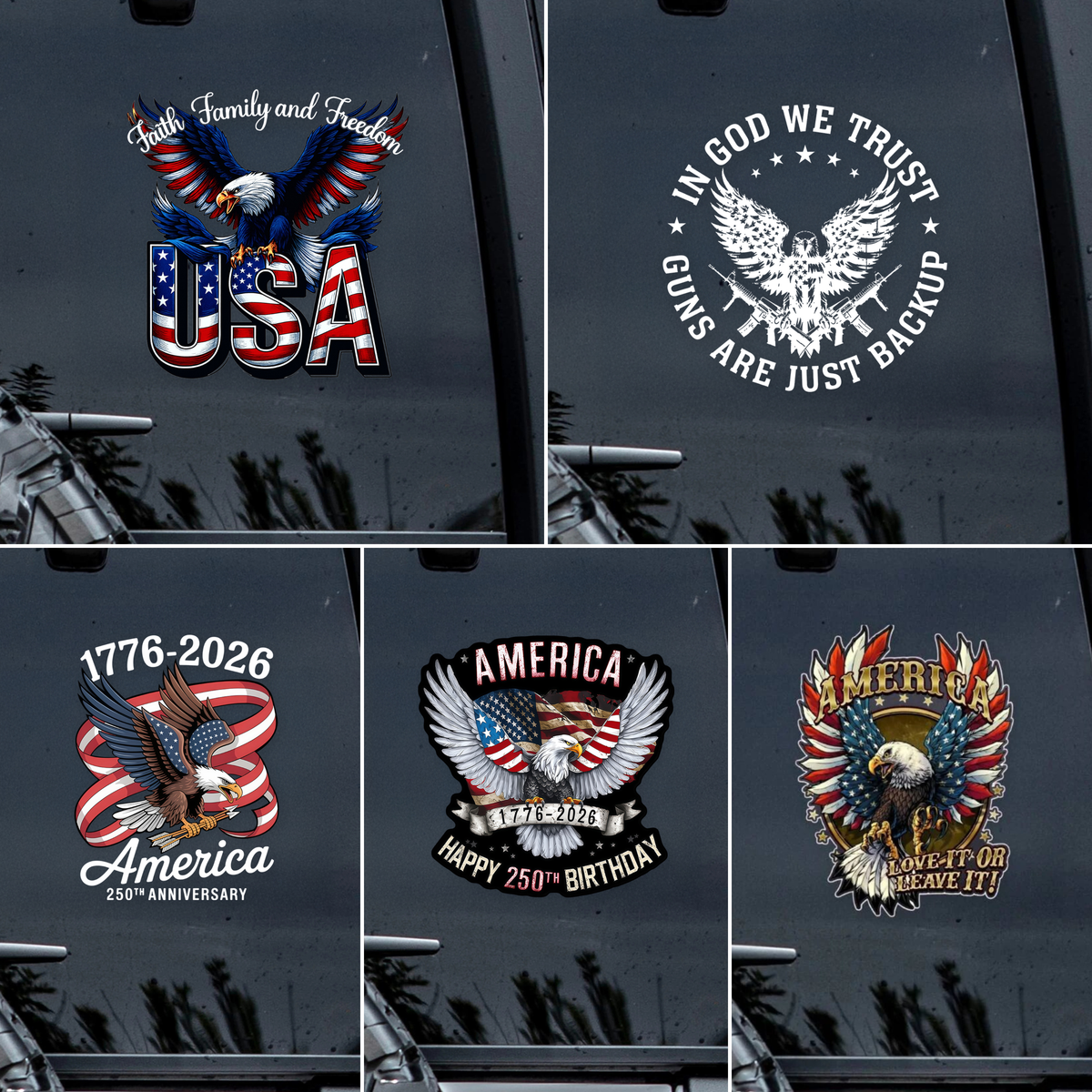 In God We Trust Eagle - Guns Are Just Backup Car Window Decal Sticker LM32 895463