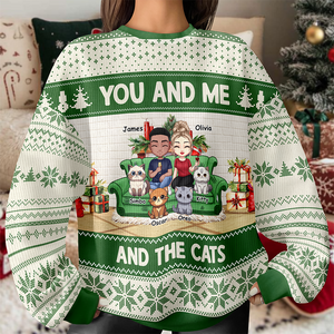 You And Me And The Cat/Dog - Personalized Unisex Ugly Sweater Christmas Gift For Dog And Cat Lovers HO82 900462