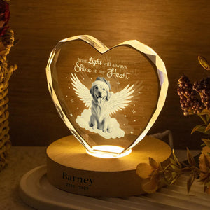 Custom Photo Dog Cat Pet Your Light Will Always Shine In My Heart Memorial Engraved Crystal Photo With Light HA75 898212