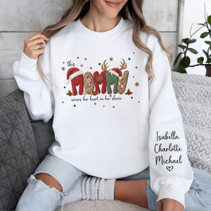 This Mommy Wears Her Heart on Her Sleeves Personalized Printed Sweatshirt HA75 898318