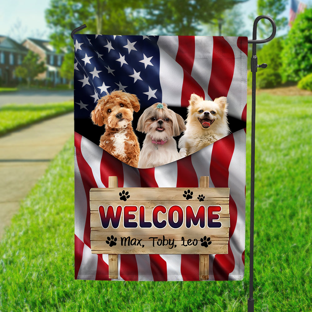 Welcome Dog American - Personalized Garden Flag, Gift For Dog Lovers CH07 896020