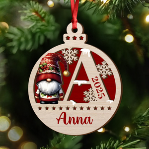 Personalized Letter Name Gnomes Christmas 2 Layer Wooden Ornament HA75 898300