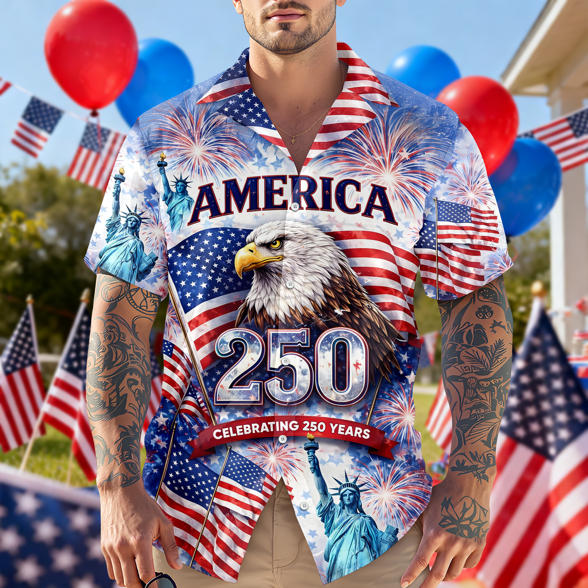 Celebrating 250th Anniversary United States Hawaiian Shirt 4th of July Gift CH07 910406