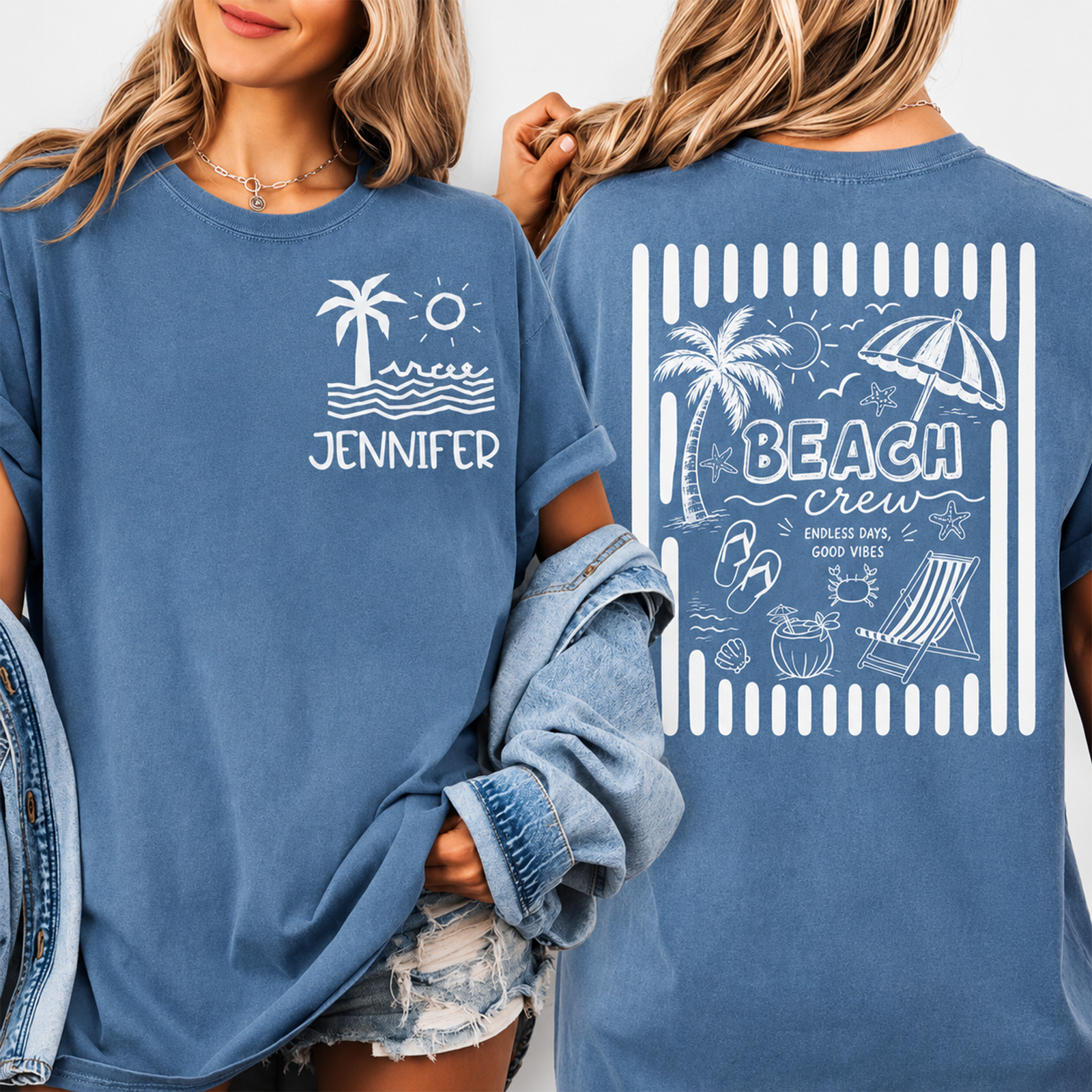 Custom Name Beach Vacation Family Front & Back Comfort Shirt – Summer Gift HO82 903026