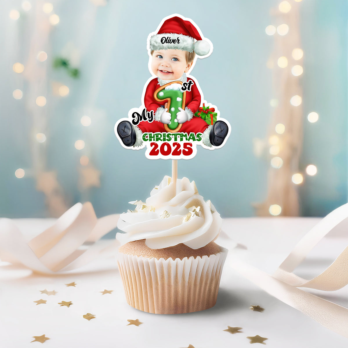 Custom Photo Santa Baby Christmas Cupcake Toppers LM32 893913