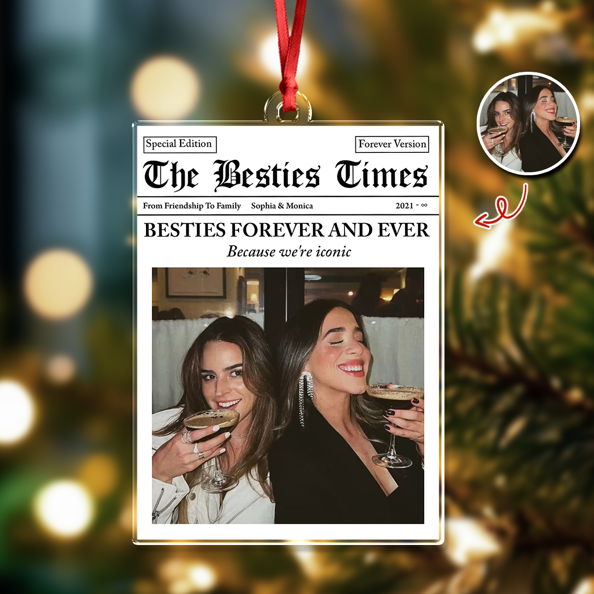 Custom Photo Besties Forever And Ever Acrylic Ornament Christmas Gift For Besties HO82 894726