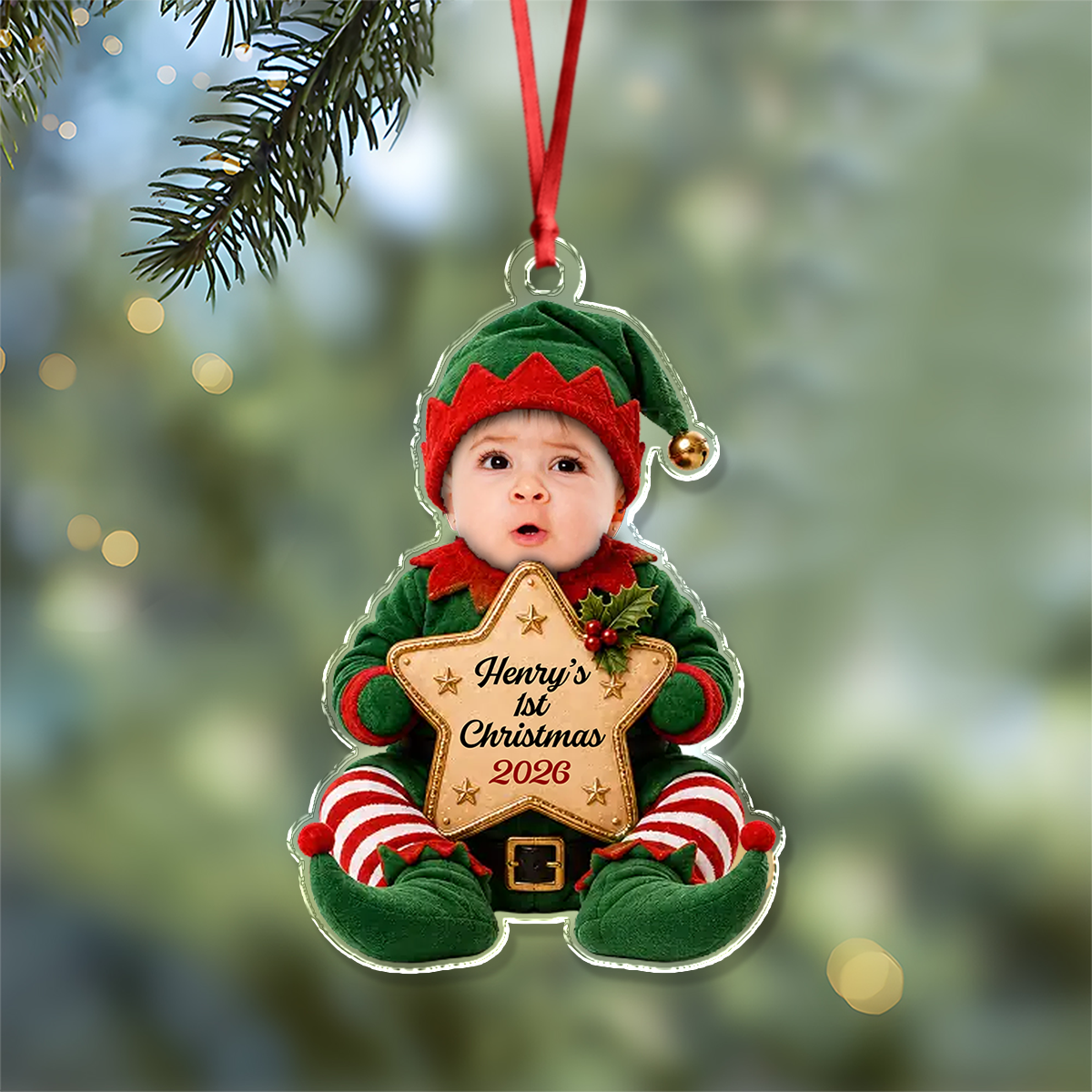 Custom Photo Baby's First Christmas Acrylic Ornament HA75 921902