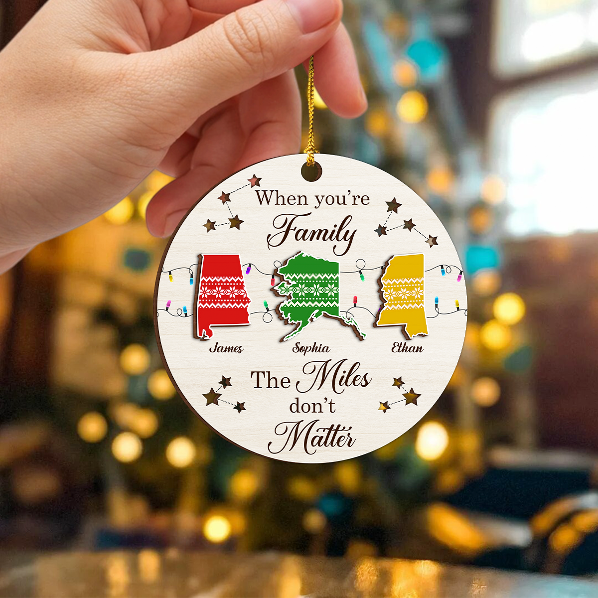 Personalized State To State Wood Ornament Family Long Distance Christmas Gift CH07 899014