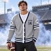Personalized Football Photo Varsity V-neck Cardigan Football Player Gift HO82 903660