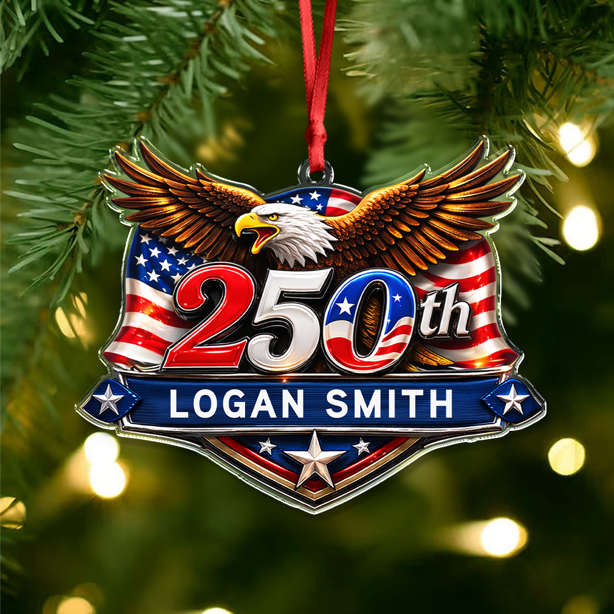 Personalized 250th Anniversary 1776-2026 Eagle USA Semiquincentennial Patriotic Acrylic Ornament HO82 903352