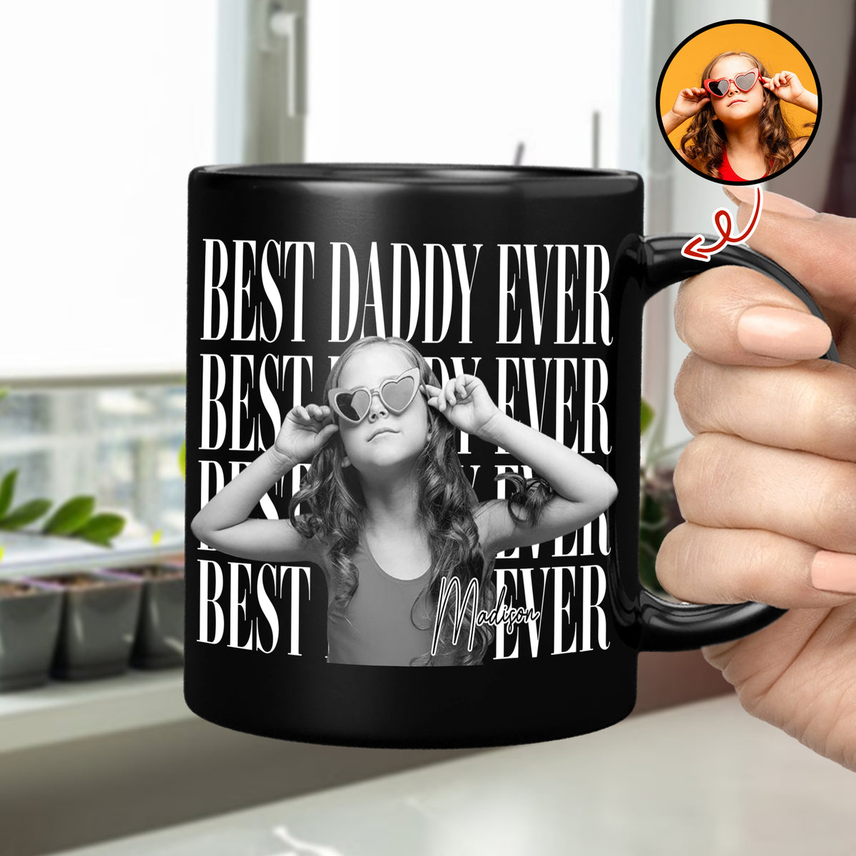Personalized Vintage Photo Best Dad Mom Ever Black Mug Gift For Father's Day HA75 921432