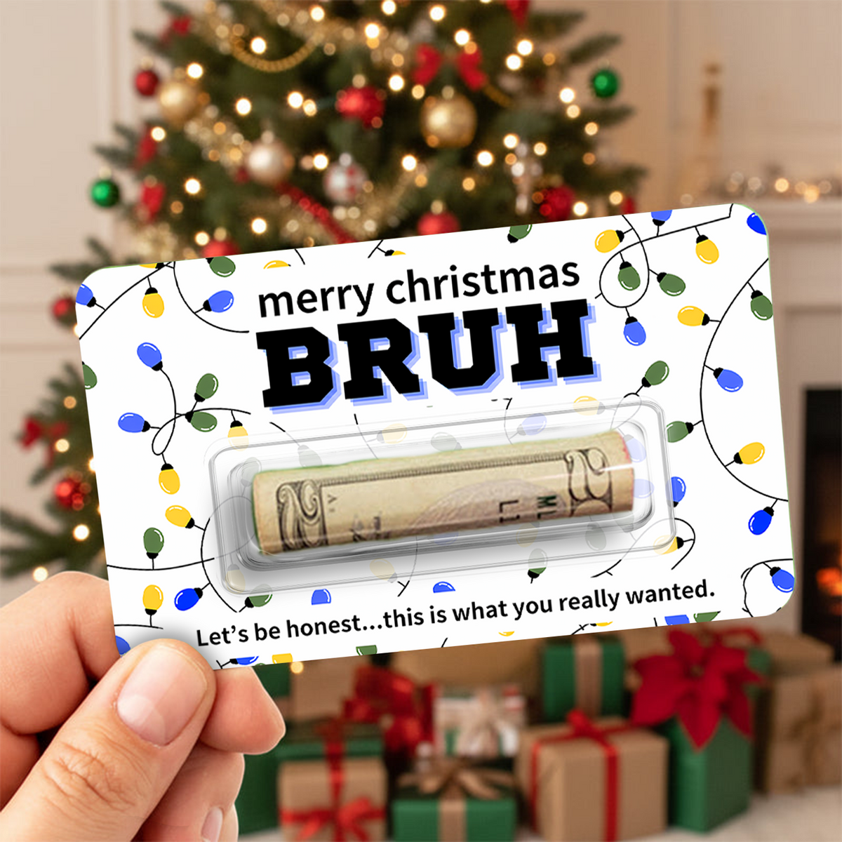 Custom Merry Christmas Bruh Money Holder Card - Personalized Funny Christmas Cash Gift Card for Family & Friends TH10 170679