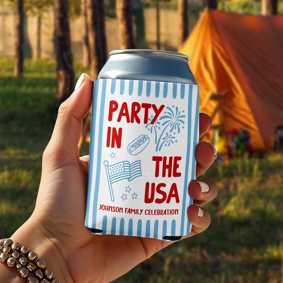 Custom Family Name Party In The USA Can Cooler HO82 902910
