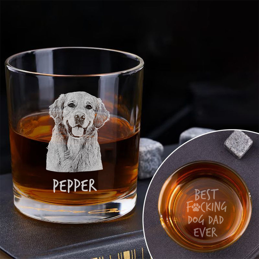 Custom Photo Best F*cking Dog Dad Ever Engraved Whiskey Glass Gift For Dog Lover CH07 895734