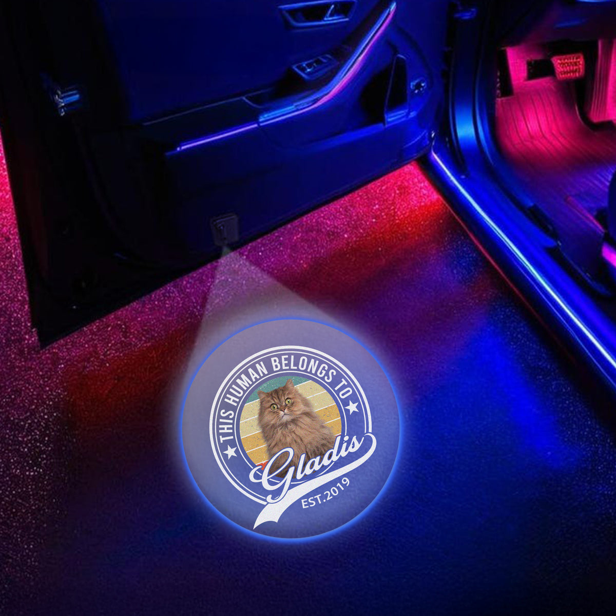 Custom Photo Human Belongs To Dog Cat Pet Car Door Projector Light HO82 894356