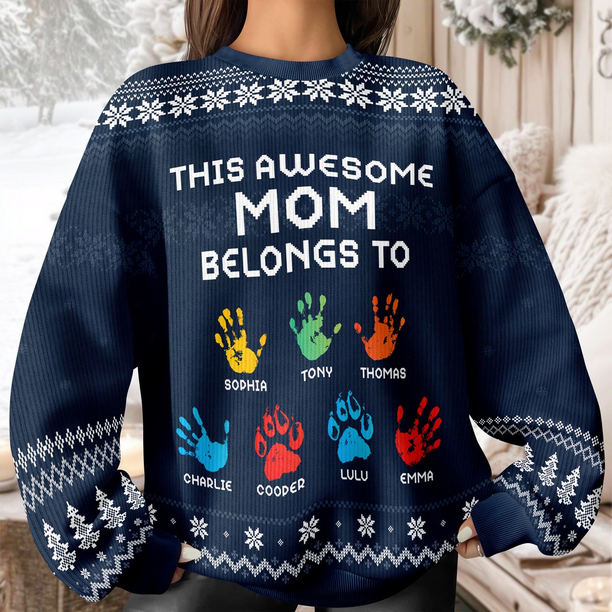 This Awesome Mom Belongs To - Personalized Ugly Sweater TH10 896295
