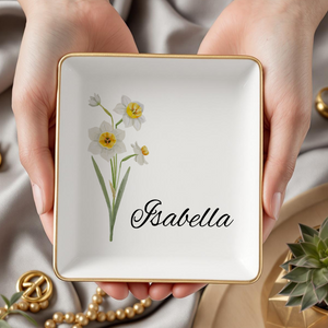 Custom Name And Flower Month Ring Dish TH10 896883