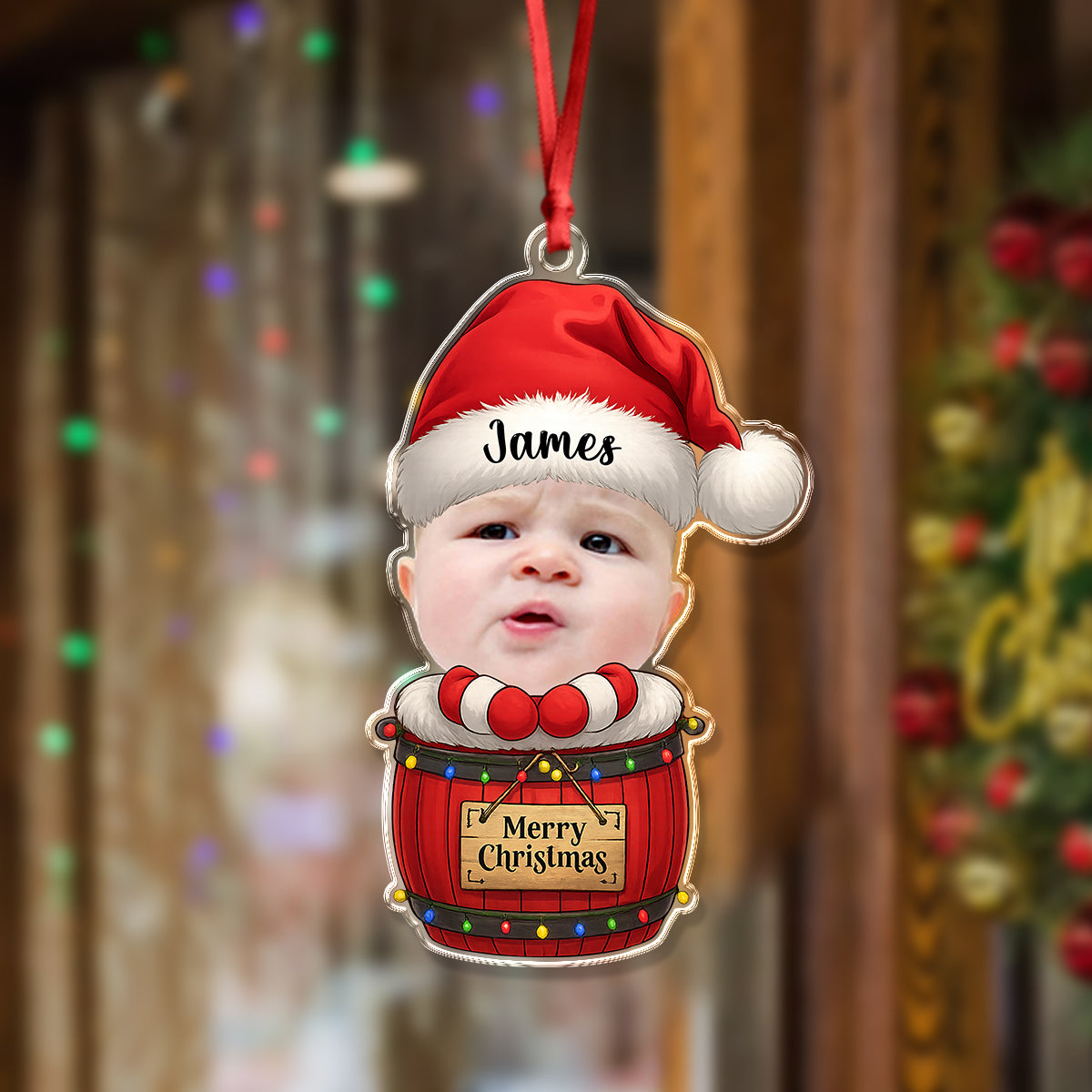 Custom Photo Baby Santa Claus Acrylic Ornament Christmas Gift For Family HO82 894734