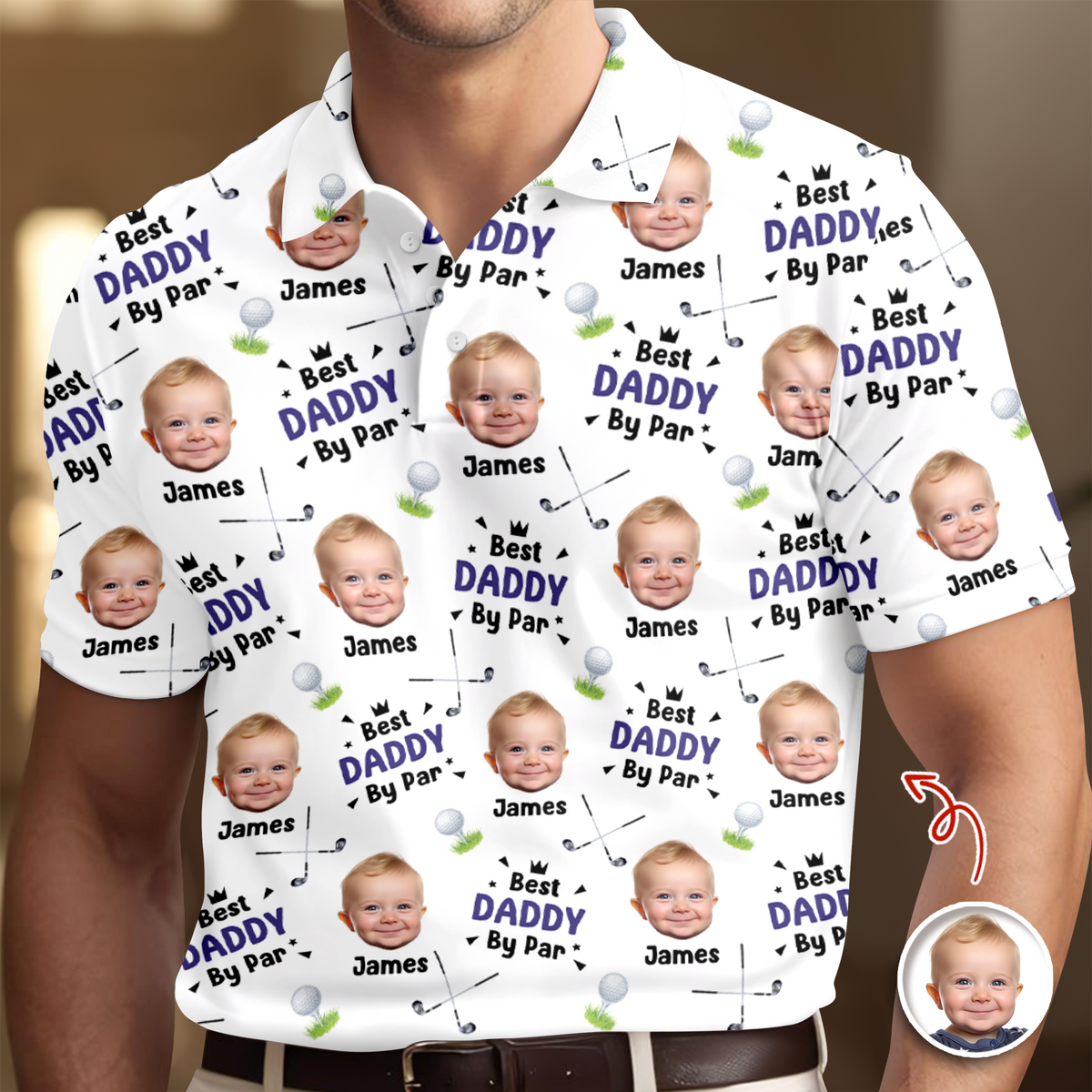 Personalized Best Dad By Par Stick Figures Kid Polo Shirt Gift For Golfer, Golf Lovers HO82 900818