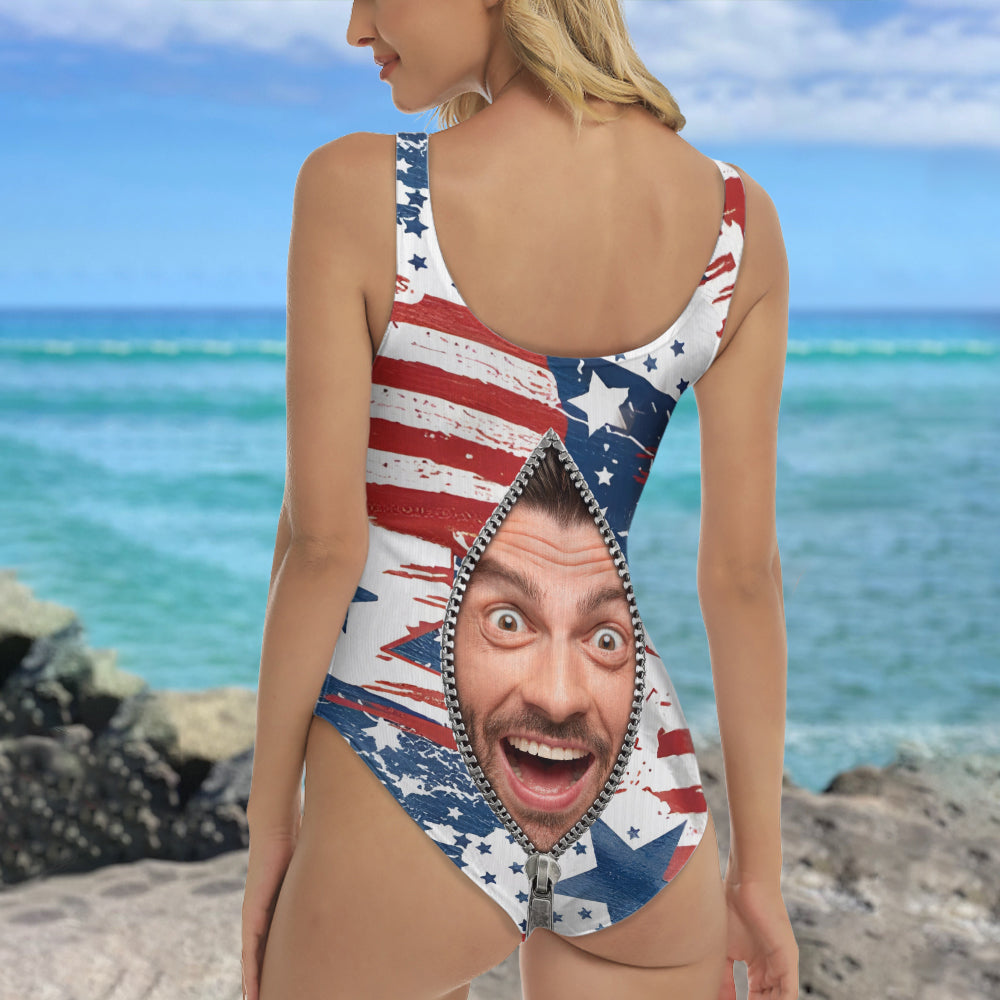 Custom Face Funny Swimsuit America Flag Beach Gift LM32 899959