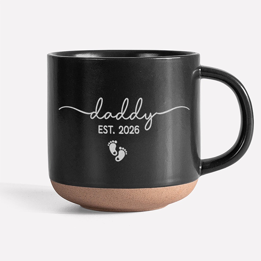 Personalized Mom Dad Est Engraved Pottery Mug - Gift for New Parents CH07 911374