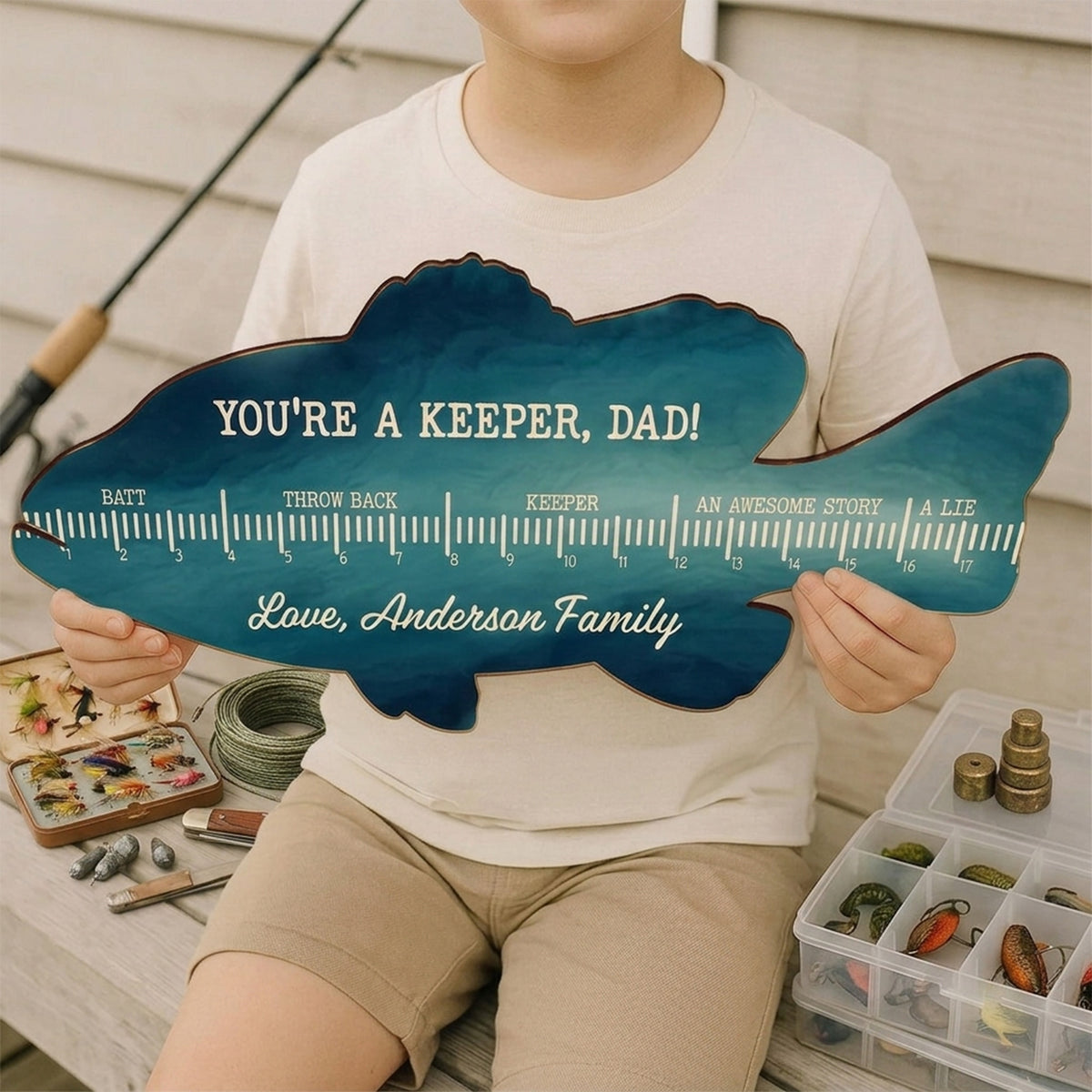 Personalized Funny Fishing Ruler For Dad Grandpa Door Sign Fathers Day Gift HO82 902624
