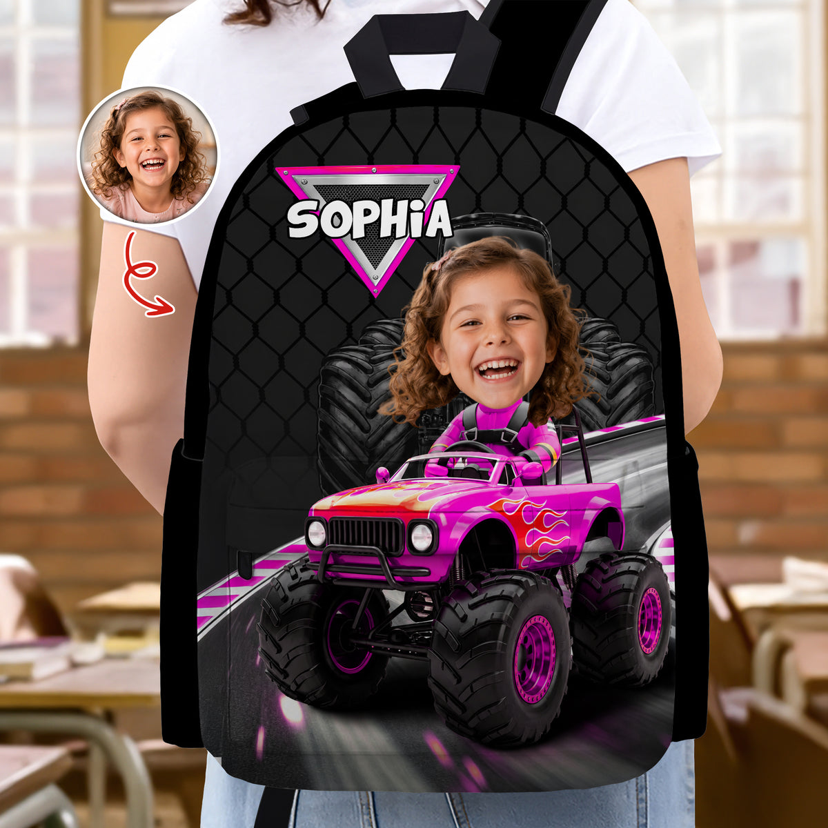 Custom Kid Photo Racing Into Adventure Personalized Backpack HA75 921606
