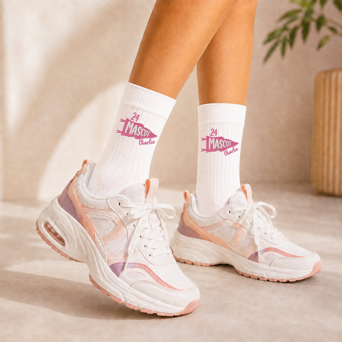 Personalized Mascot Embroidered Socks, Custom Name & Number School Spirit Socks, Team Mascot Gift for Students HO82 903480