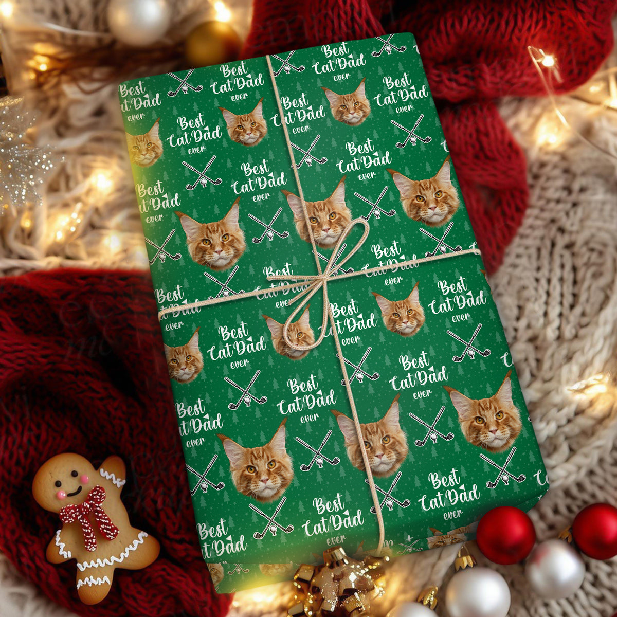 Custom Pet Photo Best Dog Dad Ever Wrapping Paper For Golf Loving LM32 893829