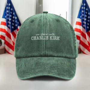 We Stand With Charlie Kirk Memorial Washed Denim Baseball Cap LM32 65443