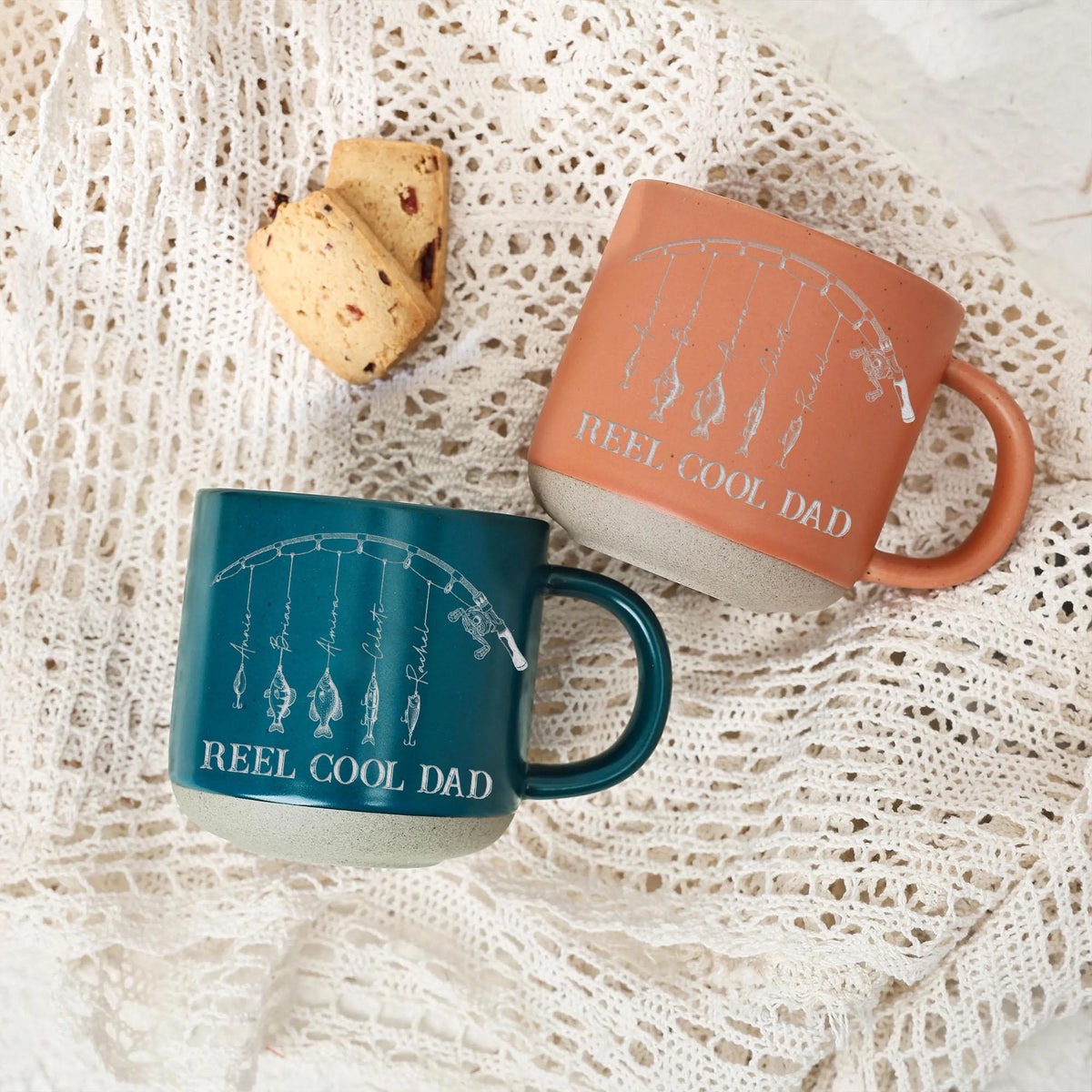 Personalized Name Reel Cool Dad Fishing Pottery Mug, Fishing Lover Gift LM32 669245