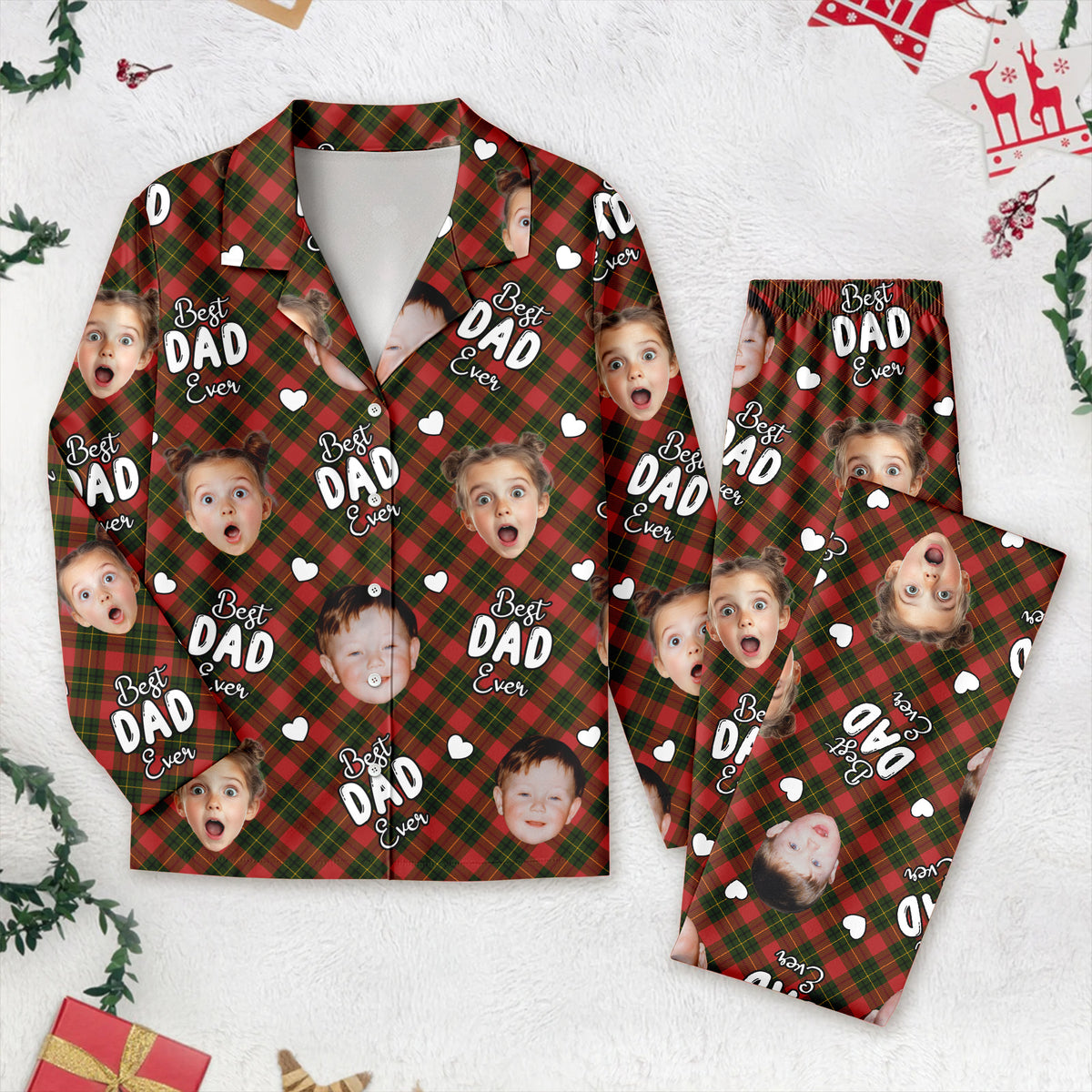 Custom Face Cute Best Dad Ever Christmas Pajamas LM32 895747