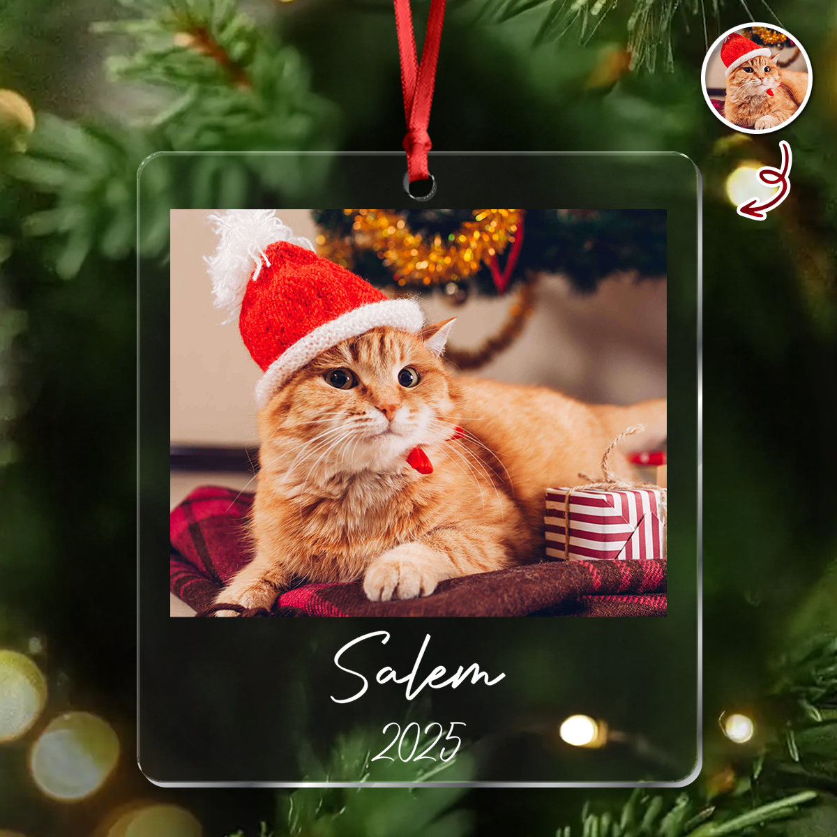 Custom Cat Photo Acrylic Ornament Christmas Gift For Cat Lovers LM32 895771