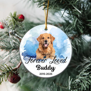 Custom Photo Christmas Forever Loved Dog Memorial Ceramic Ornament CH07 896810