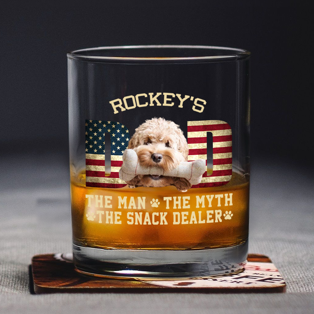 Custom Photo Dog Dad The Man The Myth American Flag Dad Rock Glass HA75 892272