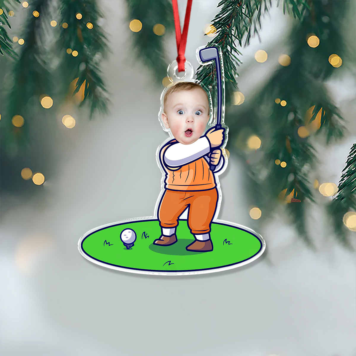 Custom Funny Face Golfer Acrylic Ornament HA75 892714