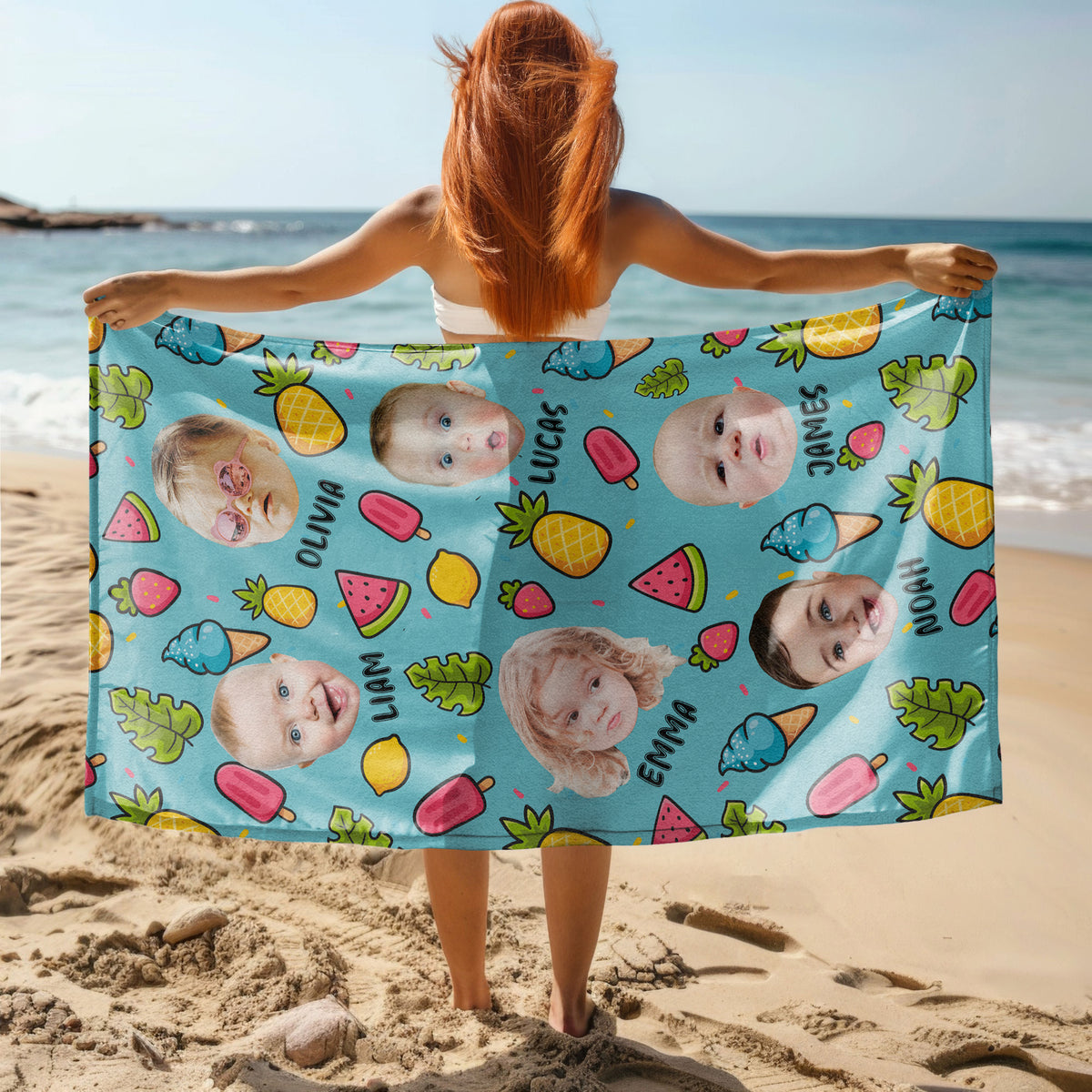Custom Cute Photo Fruit Tropical Beach Towel Summer Party Gift CH07 895828