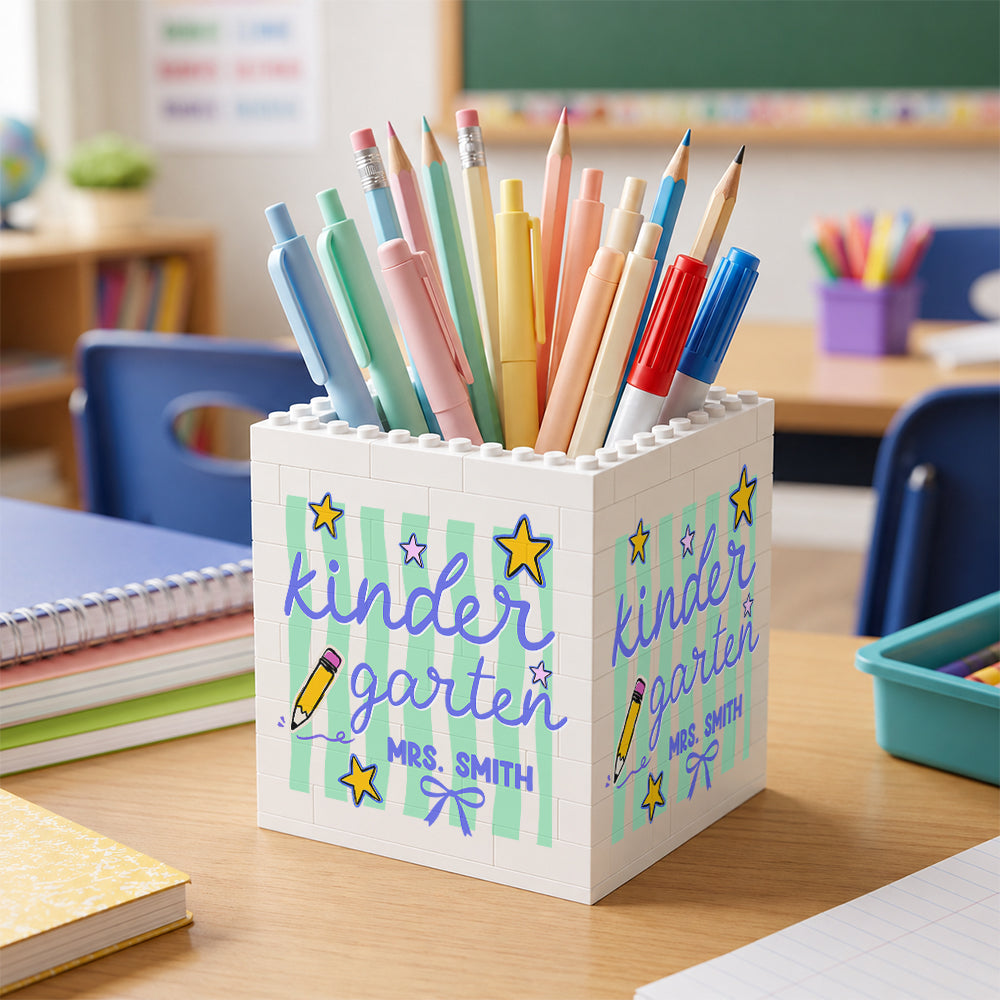 Custom Name Kindergarten Teacher Personalized Brick Pencil Pot HA75 921740