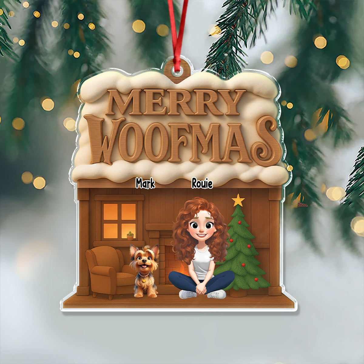 Personalized Merry Woofmas Acrylic Ornament For Dog Lover TH10 896529