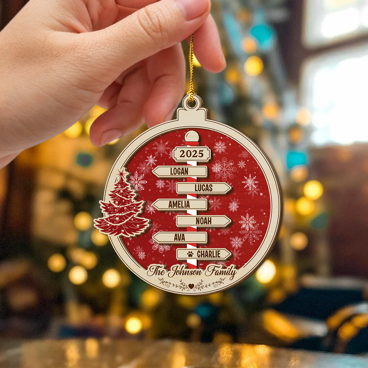 Custom Family Name Christmas - Personalized 2 Layered Wood Ornament CH07 899066