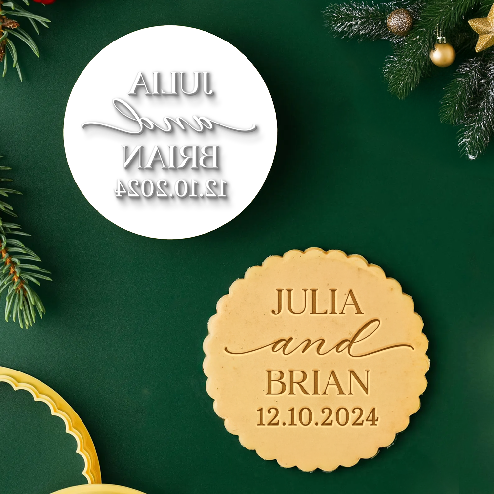 Custom Wedding Cookie Stamp, Personalized Name & Date Cookie Embosser, Wedding Favor Baking Stamp, Bridal Shower Gift CH07 911960