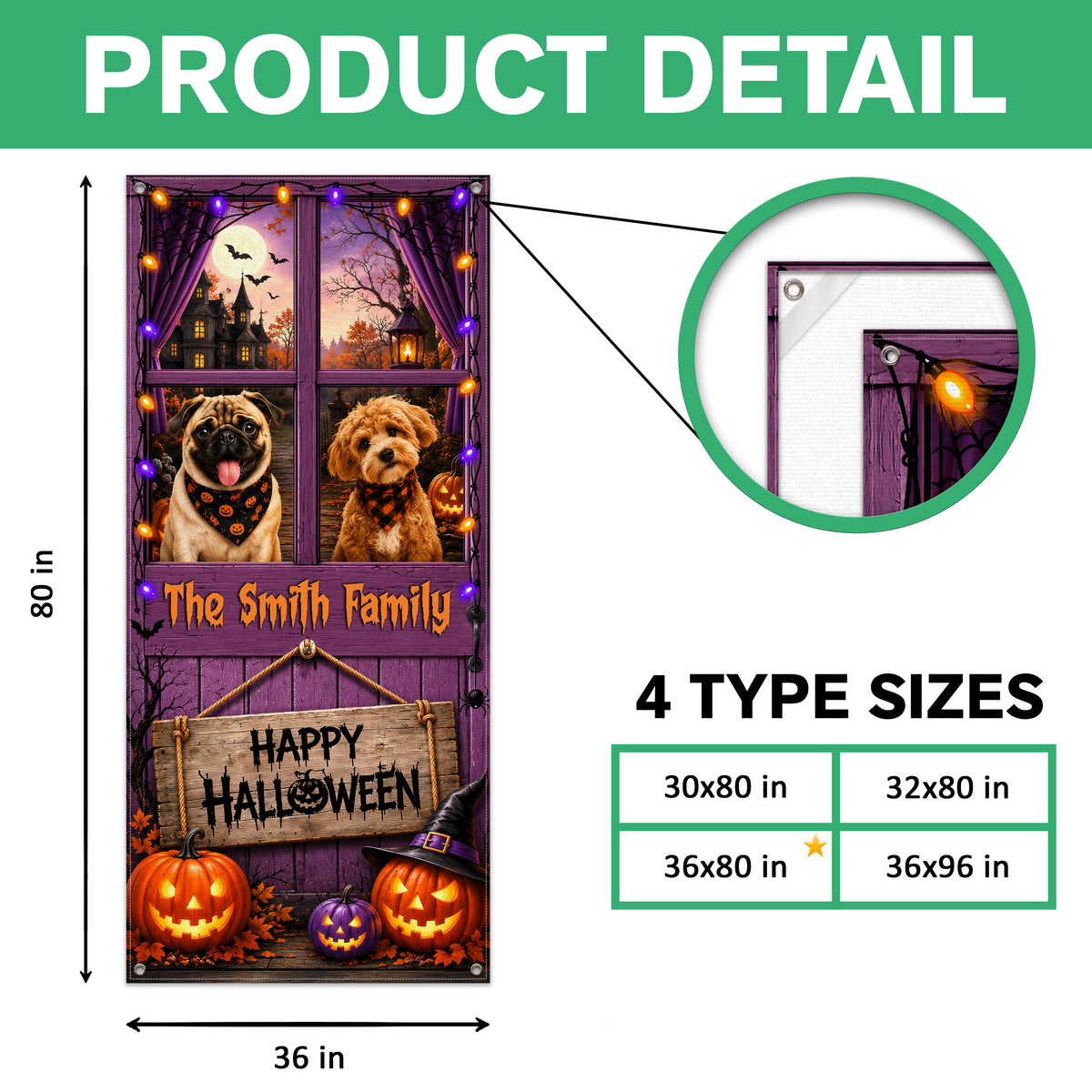 Custom Photo Halloween Dog Cat Door Cover, Pumpkin Porch Decor HO82 903148