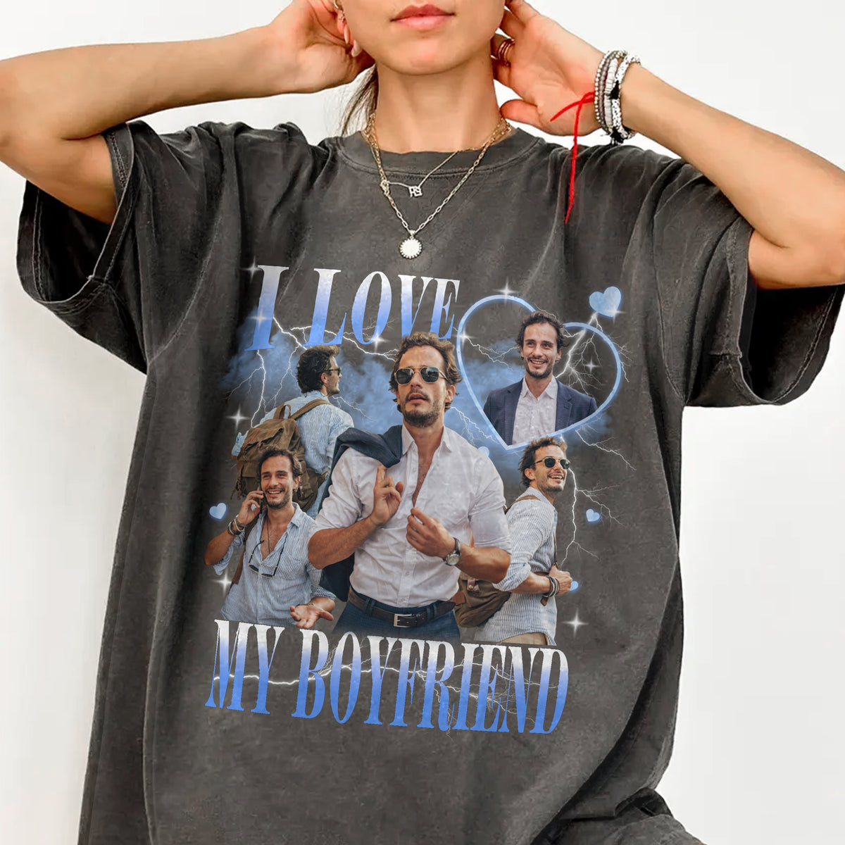 Custom Photo I Love My Boyfriend/Girlfriend Vintage Style Couple Comfort Shirt HO82 894902
