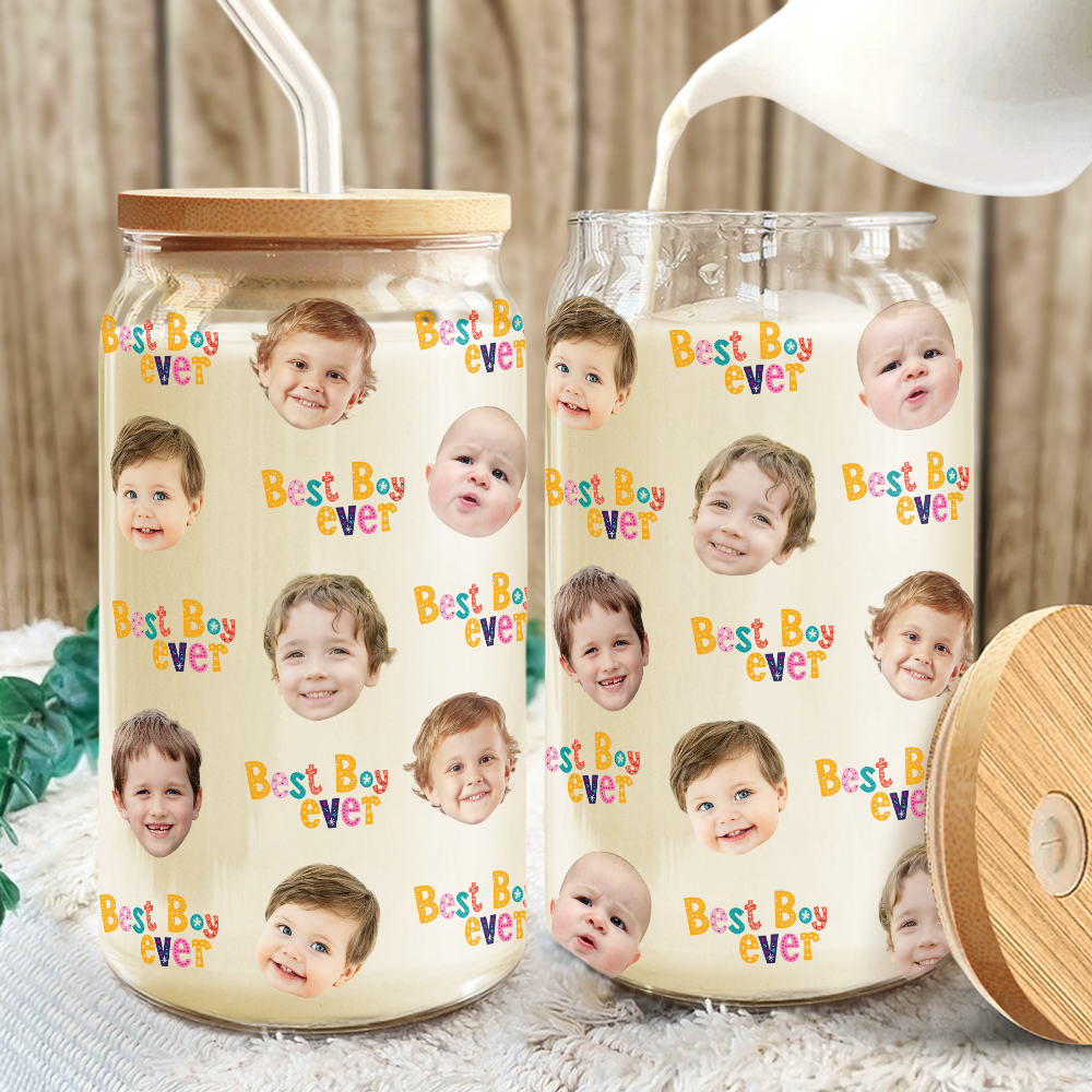 Custom Face Photo Best Family Ever Glass Can With Lid TH10 892657