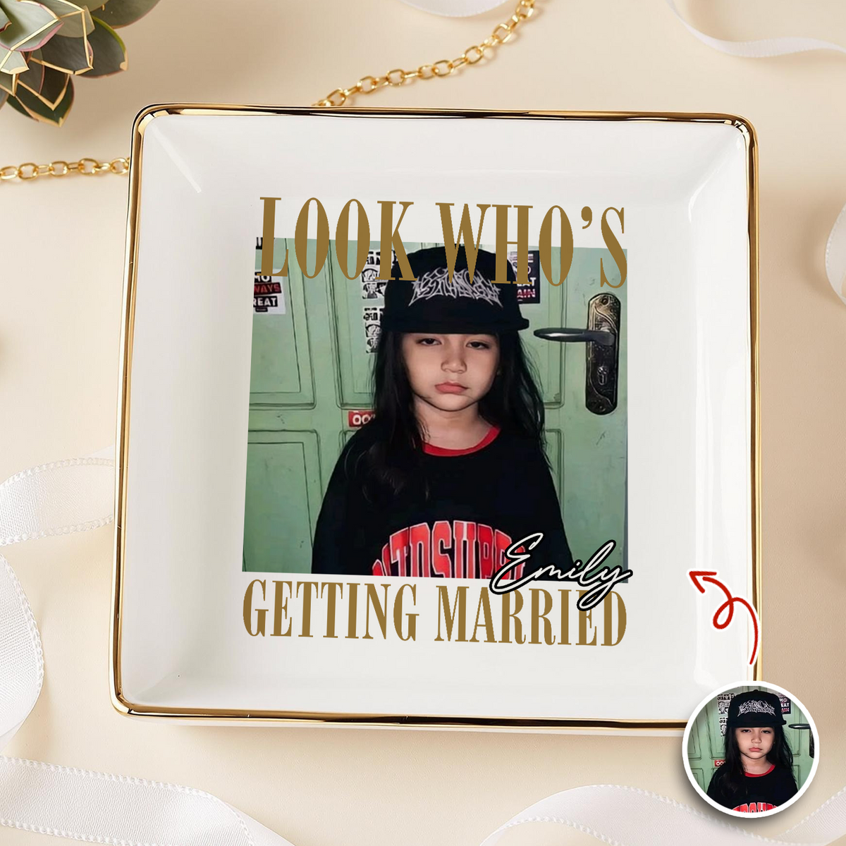 Custom Photo Look Who's Getting Married Jewelry Dish - Personalized Bachelorette Gift TH10 170563